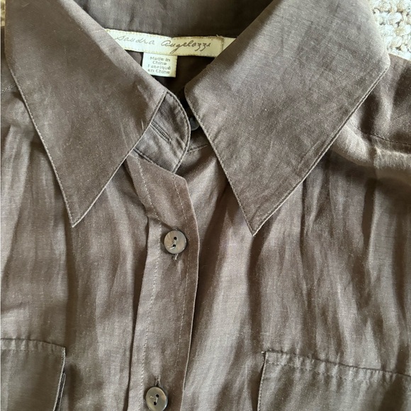 Beautiful Y2K Chocolate Brown | Sheer Button Down | Lapel Collar | Size EU 40 - Picture 11 of 11
